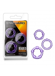 Набор из 3 фиолетовых эрекционных колец Stay Hard Beaded Cockrings - Blush Novelties - в Саратове купить с доставкой