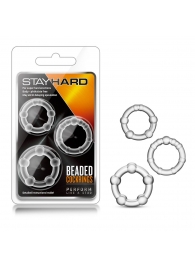 Набор из 3 прозрачных эрекционных колец Stay Hard Beaded Cockrings - Blush Novelties - в Саратове купить с доставкой