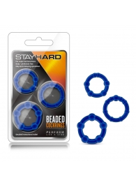 Набор из 3 синих эрекционных колец Stay Hard Beaded Cockrings - Blush Novelties - в Саратове купить с доставкой