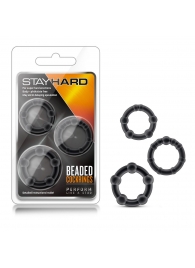 Набор из 3 чёрных эрекционных колец Stay Hard Beaded Cockrings - Blush Novelties - в Саратове купить с доставкой