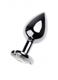 Серебристая анальная пробка с прозрачным кристаллом-сердцем - 8 см. - ToyFa - купить с доставкой в Саратове