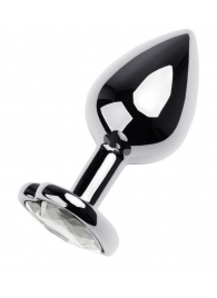 Серебристая анальная пробка с прозрачным кристаллом-сердцем - 8 см. - ToyFa - купить с доставкой в Саратове