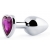 Серебристая анальная пробка с фиолетовым кристаллом-сердечком - 8 см. - Anal Jewelry Plug - купить с доставкой в Саратове