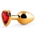 Золотистая анальная пробка с красным стразом-сердечком - 8 см. - Anal Jewelry Plug - купить с доставкой в Саратове