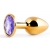 Золотистая анальная пробка с фиолетовым стразом - 7,2 см. - Anal Jewelry Plug - купить с доставкой в Саратове