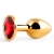 Золотистая анальная пробка с красным стразом - 7,2 см. - Anal Jewelry Plug - купить с доставкой в Саратове