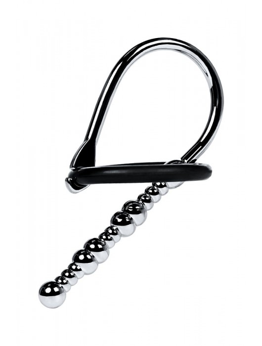 Серебристый уретральный плаг-бусины TOYFA Metal с мягким фиксириющим кольцом - ToyFa - купить с доставкой в Саратове