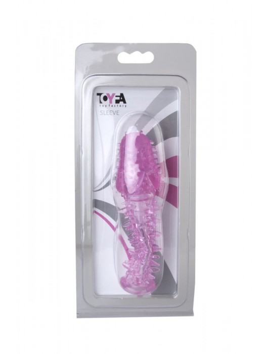 Закрытая насадка розового цвета с шипами и точками - 13,5 см. - Toyfa Basic - в Саратове купить с доставкой