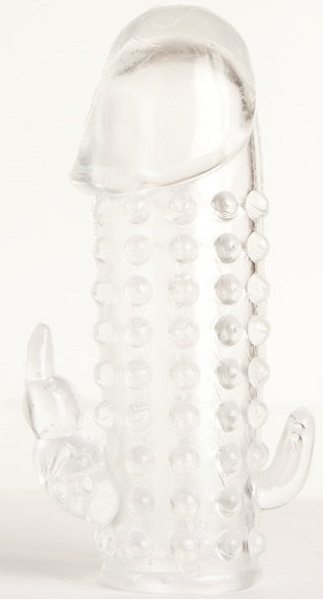 Гелевая прозрачная насадка с 2 отростками - 13 см. - Toyfa Basic - в Саратове купить с доставкой