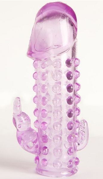 Закрытая фиолетовая насадка с 2 отростками - 13 см. - Toyfa Basic - в Саратове купить с доставкой