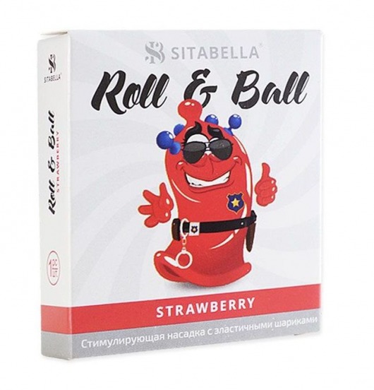 Стимулирующий презерватив-насадка Roll   Ball Strawberry - Sitabella - купить с доставкой в Саратове