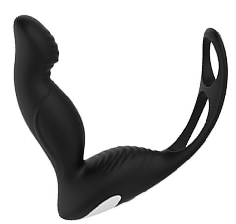 Черный вибромассажер простаты P-PLEASER W ERECTION ENHANCE - Dream Toys - в Саратове купить с доставкой