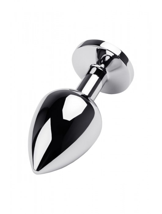 Серебристая коническая анальная пробка с красным кристаллом - 8 см. - ToyFa - купить с доставкой в Саратове