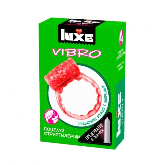 Розовое эрекционное виброкольцо Luxe VIBRO  Поцелуй стриптизёрши  + презерватив - Luxe - в Саратове купить с доставкой