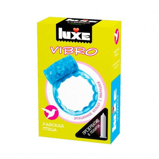 Голубое эрекционное виброкольцо Luxe VIBRO  Райская птица  + презерватив - Luxe - в Саратове купить с доставкой