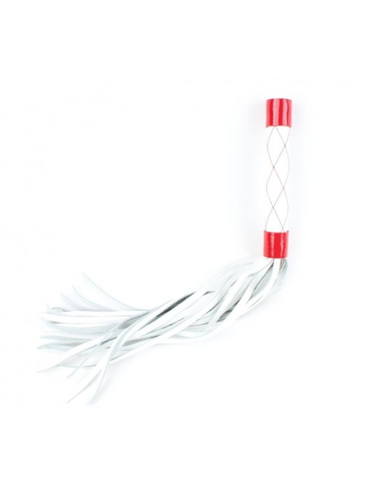 Бело-красная плеть средней длины с ручкой - 44 см. - БДСМ Арсенал - купить с доставкой в Саратове