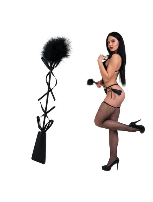 Стек с чёрной пуховкой - 45 см. - Джага-Джага - купить с доставкой в Саратове