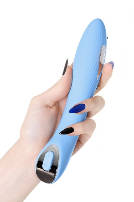 Голубой силиконовый вибратор с электростимуляцией TESLA G-POINT - 21 см. - ToyFa - купить с доставкой в Саратове