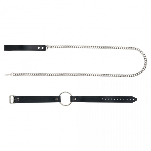 Черный поводок и чокер с кольцом Rada - Rebelts - купить с доставкой в Саратове