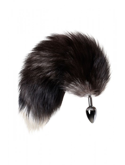 Серебристая металлическая анальная втулка с хвостом чернобурой лисы - размер S - ToyFa - купить с доставкой в Саратове