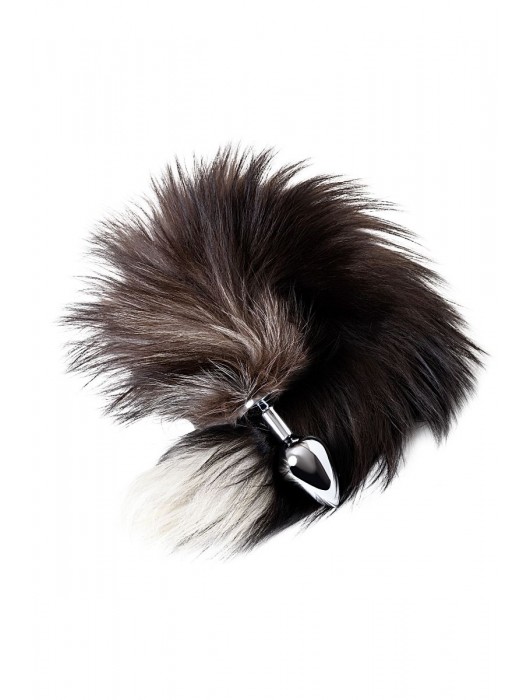 Серебристая металлическая анальная втулка с хвостом чернобурой лисы - размер S - ToyFa - купить с доставкой в Саратове