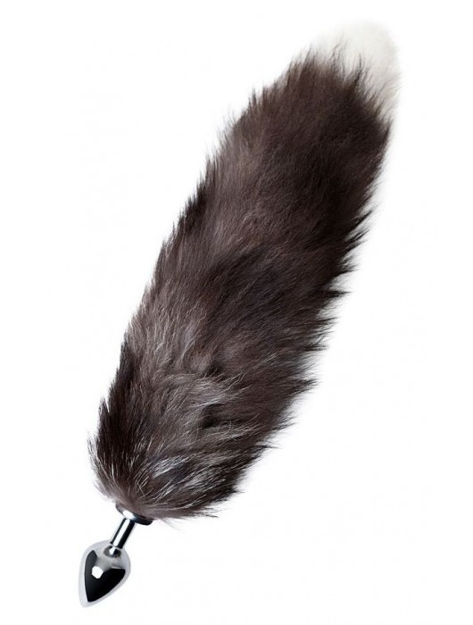 Серебристая металлическая анальная втулка с хвостом чернобурой лисы - размер S - ToyFa - купить с доставкой в Саратове