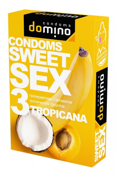 Презервативы для орального секса DOMINO Sweet Sex с ароматом тропических фруктов - 3 шт. - Domino - купить с доставкой в Саратове