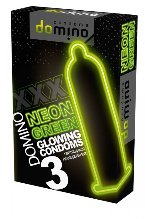 Презервативы DOMINO Neon Green со светящимся в темноте кончиком - 3 шт. - Domino - купить с доставкой в Саратове