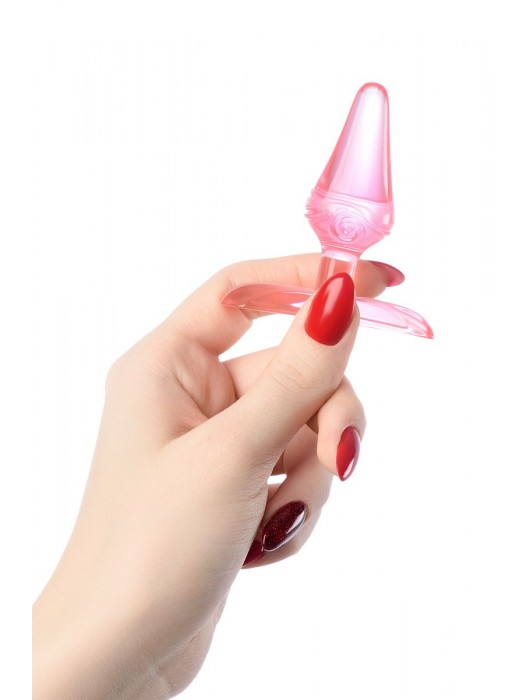 Красная анальная втулка с ограничителем - 6,5 см. - Toyfa Basic