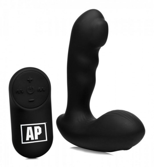 Черный стимулятор простаты Alpha-Pro 7X P-Milker Silicone Prostate Stimulator with Milking Bead - XR Brands - в Саратове купить с доставкой