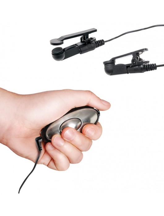 Черные электрические зажимы для сосков Shock Therapy Nipple Clamps - Pipedream - купить с доставкой в Саратове