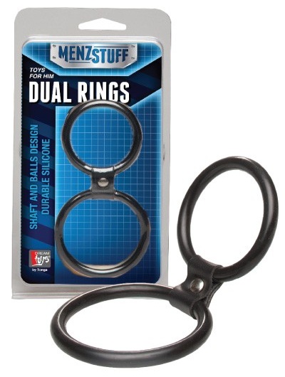 Чёрное двойное эрекционное кольцо Dual Rings Black - Dream Toys - в Саратове купить с доставкой