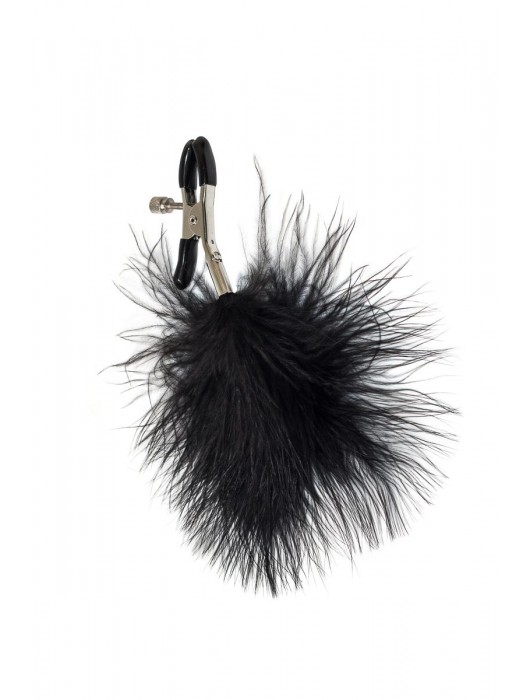 Зажимы на соски с черным пухом Euphoric - Lola Games - купить с доставкой в Саратове