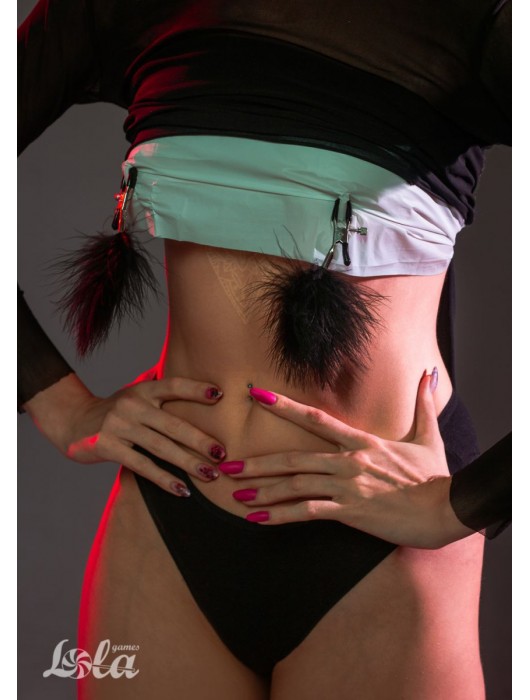 Зажимы на соски с черным пухом Euphoric - Lola Games - купить с доставкой в Саратове