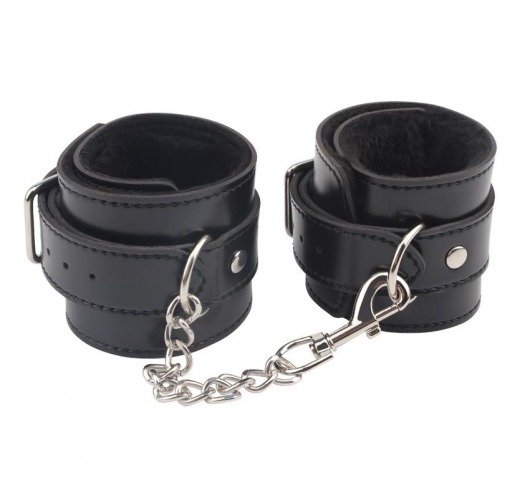 Черные оковы на ноги Obey Me Leather Ankle Cuffs - Chisa - купить с доставкой в Саратове