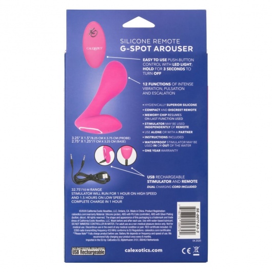 Розовый массажер G-точки Remote G Spot Arouser - 10,75 см. - California Exotic Novelties