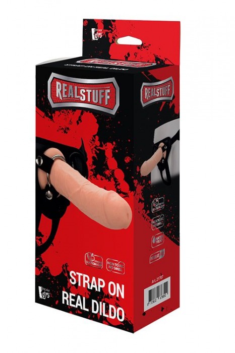 Черные трусики с телесной насадкой STRAP ON REAL DILDO - 21 см. - Dream Toys - купить с доставкой в Саратове