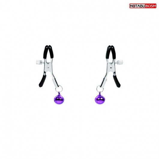 Оригинальные зажимы на соски с фиолетовыми шариками - Notabu - купить с доставкой в Саратове