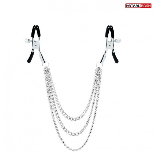 Оригинальные зажимы на соски с тройной цепочкой - Notabu - купить с доставкой в Саратове