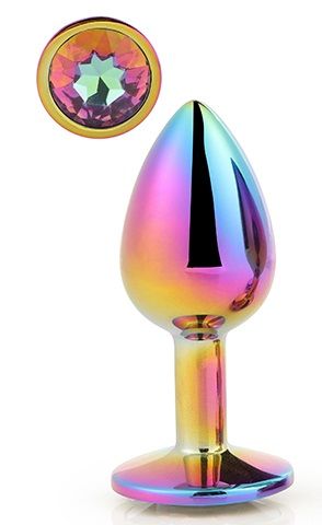 Голографическая анальная втулка с радужным кристаллом - 7,1 см. - Dream Toys - купить с доставкой в Саратове