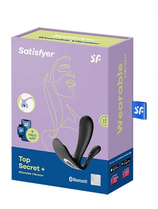 Черный анально-вагинальный вибромассажер Top Secret+ - Satisfyer