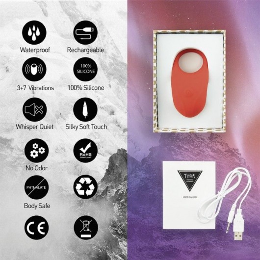 Красное кольцо с вибрацией Thor Cockring - FeelzToys - в Саратове купить с доставкой