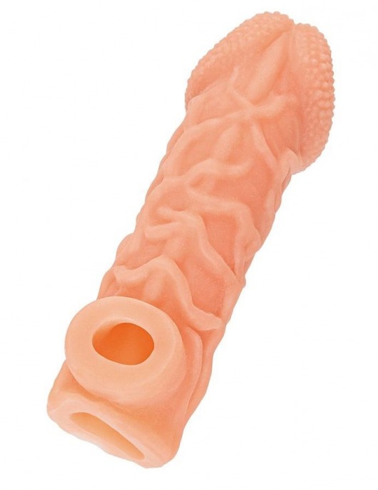 Телесная закрытая насадка с венками Cock Sleeve Size S - 13,8 см. - KOKOS - в Саратове купить с доставкой