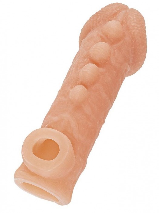 Телесная закрытая насадка с шишечками Cock Sleeve Size M - 15,6 см. - KOKOS - в Саратове купить с доставкой