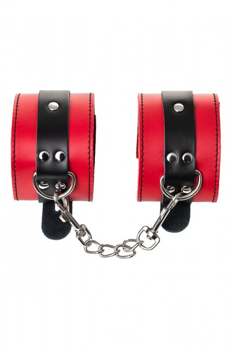Красно-черные оковы на ноги из кожи - ToyFa - купить с доставкой в Саратове