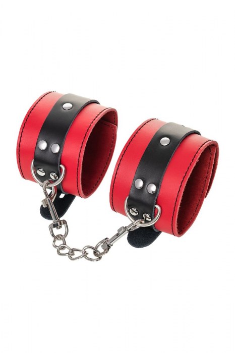 Красно-черные оковы на ноги из кожи - ToyFa - купить с доставкой в Саратове