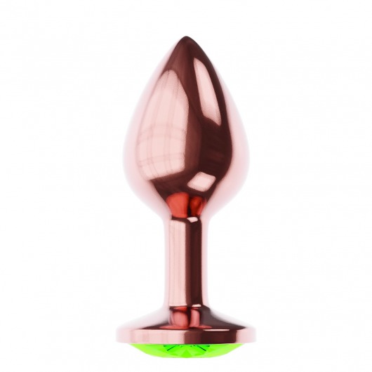 Пробка цвета розового золота с лаймовым кристаллом Diamond Emerald Shine S - 7,2 см. - Lola Games - купить с доставкой в Саратове