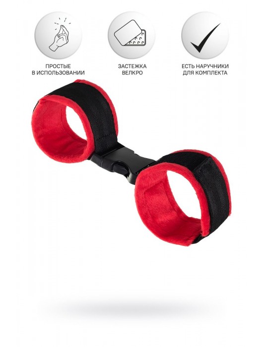 Красно-черные велюровые оковы Anonymo - ToyFa - купить с доставкой в Саратове