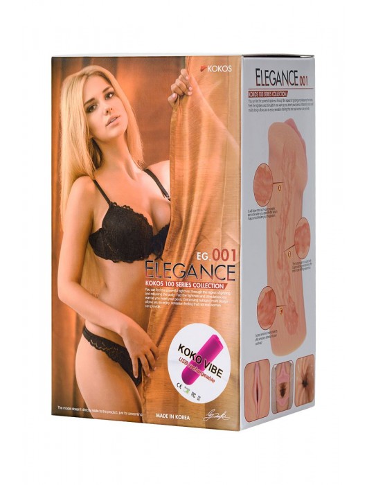 Реалистичный мастурбатор-вагина телесного цвета Elegance.001 с вибрацией - KOKOS - в Саратове купить с доставкой