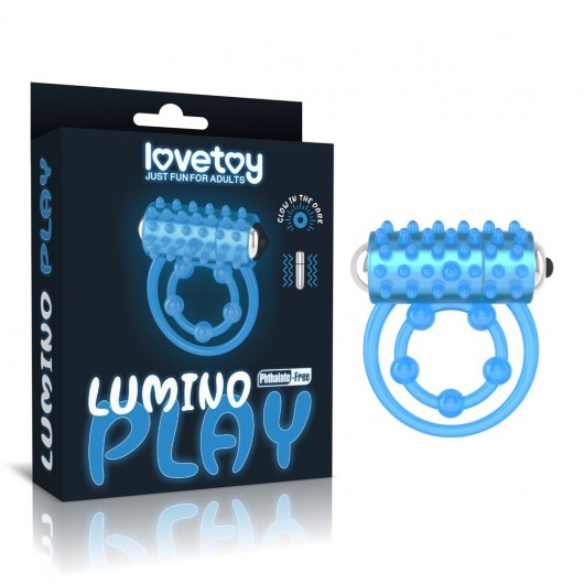 Голубое, светящееся в темноте виброкольцо Lumino Play Vibrating Penis Ring - Lovetoy - в Саратове купить с доставкой